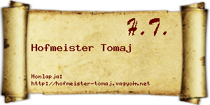 Hofmeister Tomaj névjegykártya